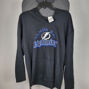 Tampa Bay Lightning NHL Hoodie Black With Blue Team Name And Logo Size S